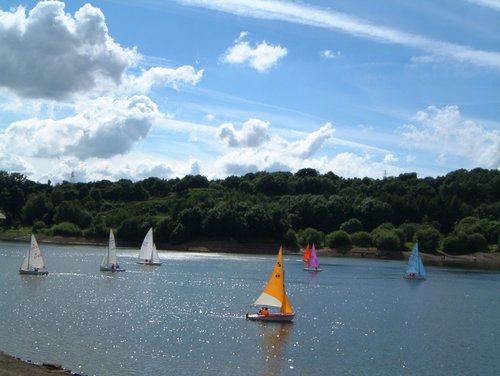 Sailing on Jumbles Reservoir Edgworth, Lancashire