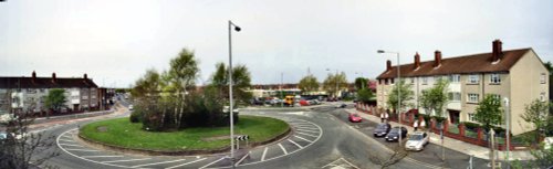 Panoramic view of Marian Square and St Oswalds Lane, Netherton, Merseyside