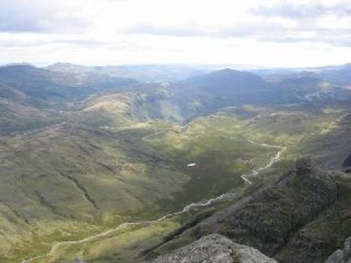 Panorama across Eskdale from Ill Crag, Lake District, Cumbria