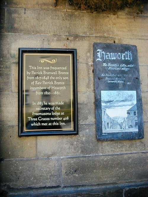 Bronte Placard on Haworth Black Bull Inn