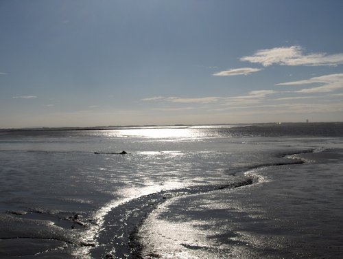 Lytham - a silver stream snakes out to sea - October 2008