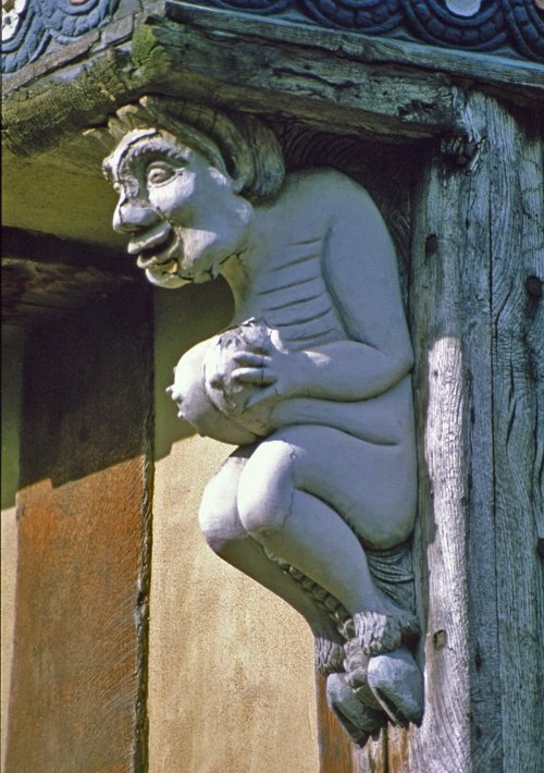 Medieval gargoyle in Palace Street, Canterbury