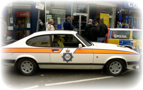 Old Ford police car (Ford Capri) at Tram Sunday, Fleetwood