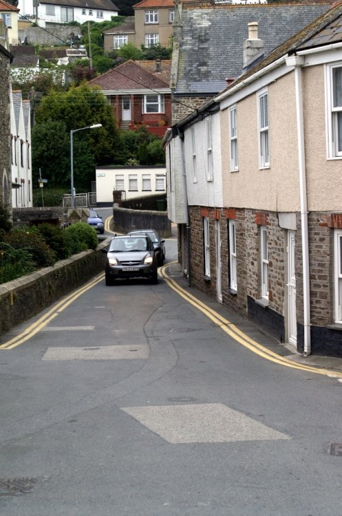 A narrow street in Mevagissey.
