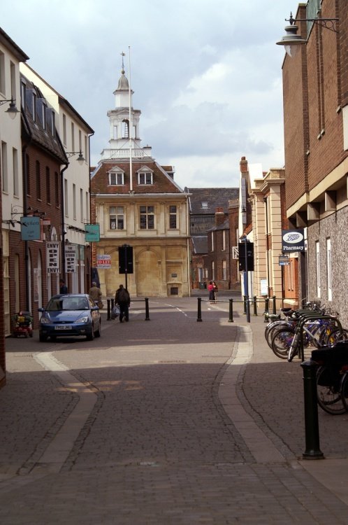 Seen down a side street.