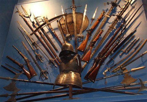 Armour and weapon display at York Castle Museum
