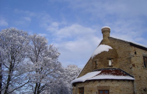 The Old Glassworks, in snow.