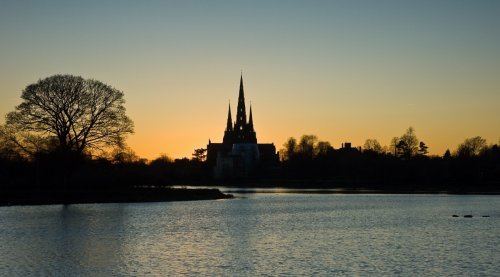 Lichfield Cathedral at Sunset
