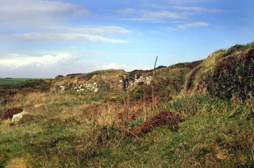 Outside one of the round houses.