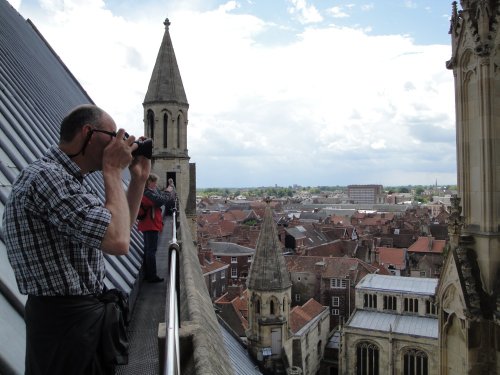 Taking pictures from the gutter at York Minster