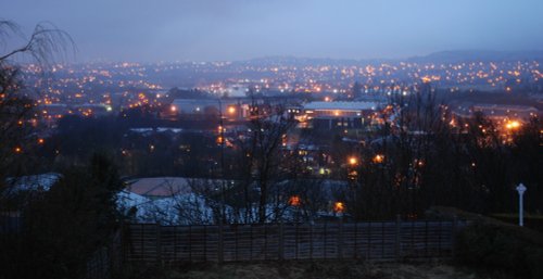 Rainy evening view of Old Hill to Dudley & Rowley