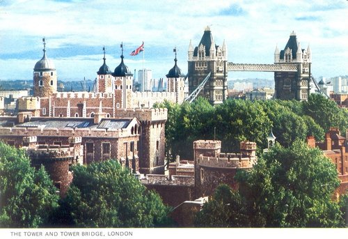 Tower of London and London Bridge, Postcard 1984