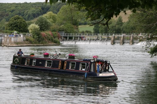 Canal boat on the Thames near Mapledurham Lock