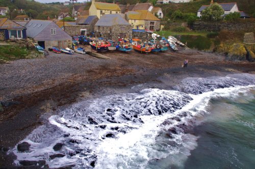 Cadgwith Bay the day after the storm.