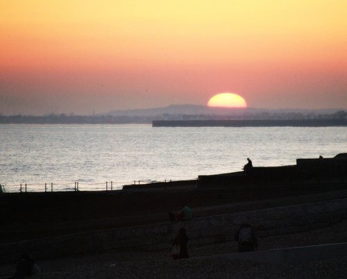 Late March sunset on Brighton beach