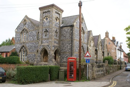 Church and Red Telephone Box