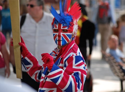 Patriotic Street Performer, South Bank, London