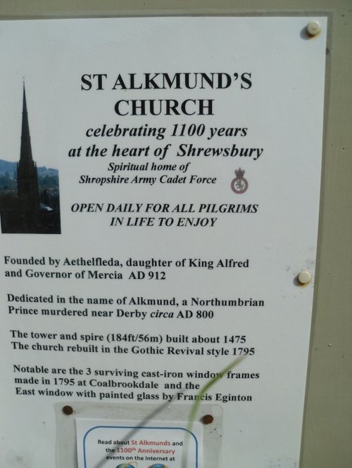 Shrewsbury, a plate near St Alcmund's Church