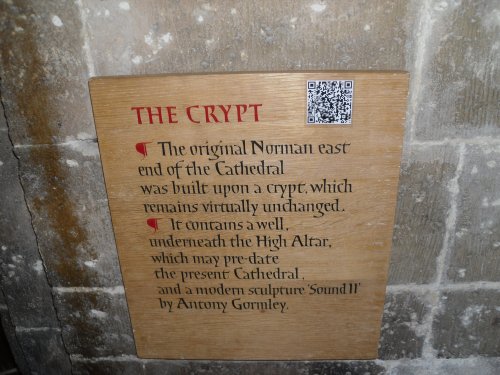 Plate near the entrance to the cript of the Winchester Cathedral