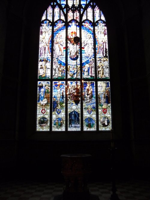 London, stained glass window inside St James Church, Paddington