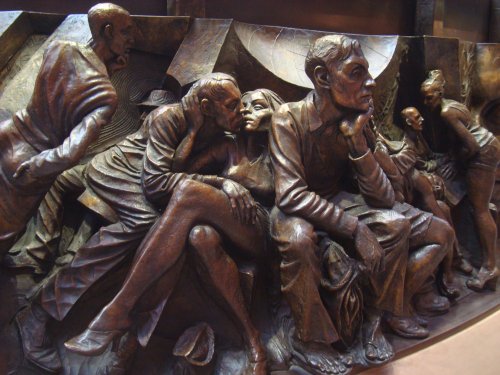Part of a frieze of 'The Meeting Place' statue