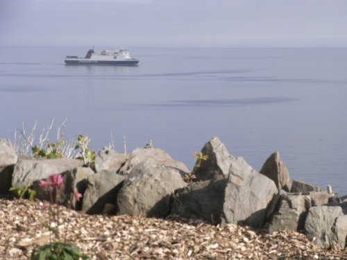 The ferry arriving in Douglas Isle of man, hazy weather