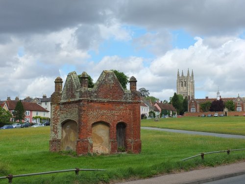 Long Melford,Green and village Church view
