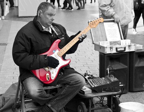 Red guitar, Wonderful Land, Liverpool.