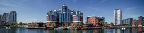Panorama along Salford Quays
