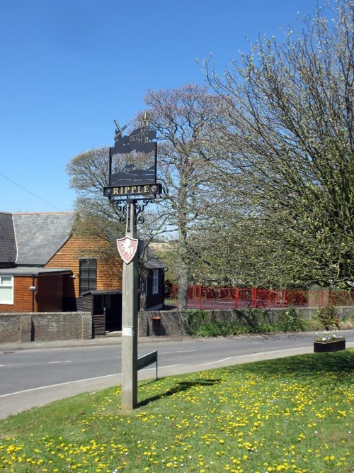 Village sign of Ripple in Kent