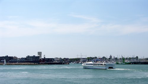 Wightlink Catamaran departs Portsmouth Harbour