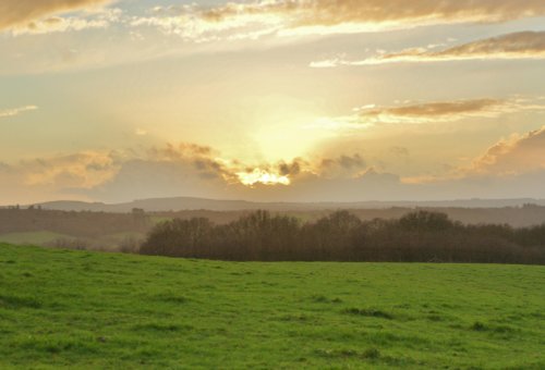 Winter sunset from Heaven's Hill Midgham Berkshire.