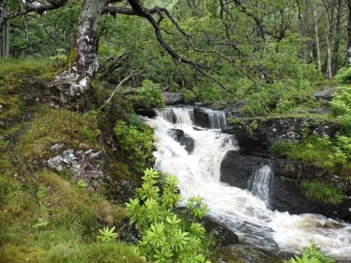 Waterfall leading down into Loch Lomond.