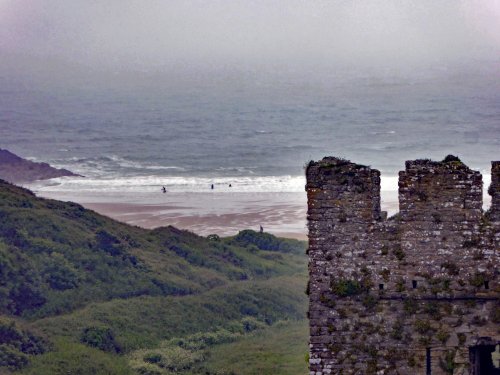 Manorbier Castle ocean view