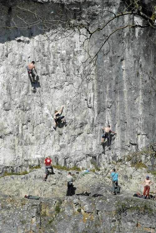 Climbers on Malham Cove