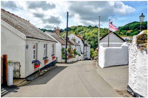 Berrynarbor village street  showing flowers