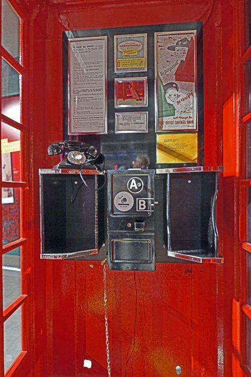 The Postal museum, old telephone box, don't forget to press button A