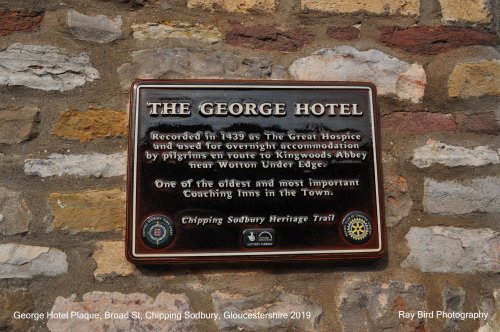 The George Hotel Plaque, Broad Street, Chipping Sodbury, Gloucestershire 2019
