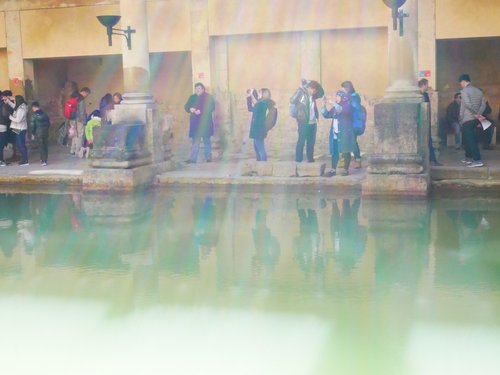 Tourists at the Roman Baths in Bath