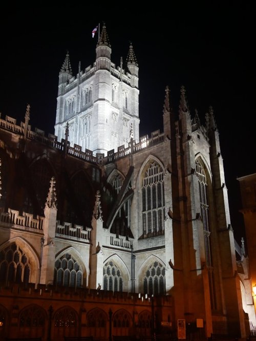 Bath Abbey at night (2), in the city of Bath