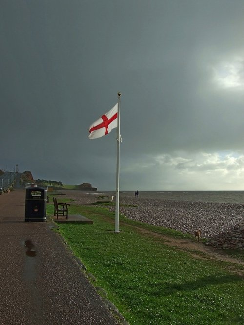 Budleigh's grey skies and new flag and pole