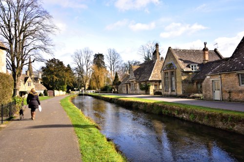 View Along Becky Hill and the River Eye in Lower Slaughter