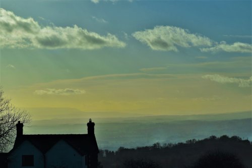 Looking west .on a misty afternoon from Cleehill.
