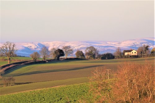 Looking towards the long Mynd from near Aston on Clun.