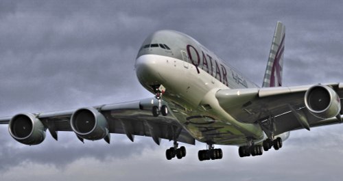 Qatar A380 Arriving at Heathrow