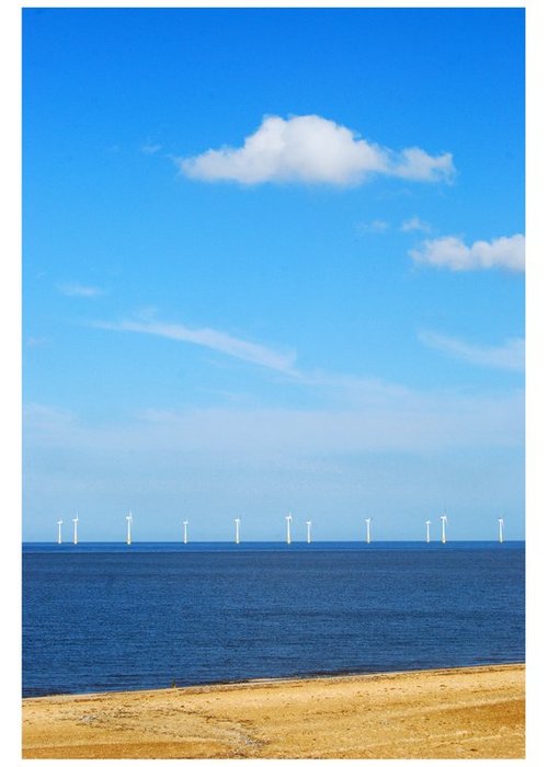 Wind farm off a beach near Sheringham