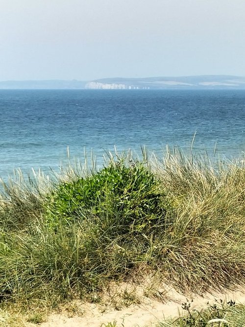 Looking towards Old Harry Rocks, Isle of Purbeck from Hengistbury Head, Christchurch