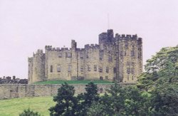 View of main castle structure from lower fields