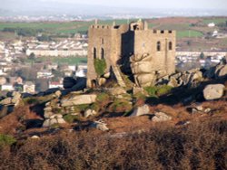 Carn Brea Castle, Cornwall, looking Easterly towards Redruth.
