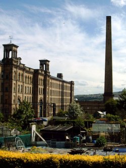 Salt's Mill, Saltaire. Refurbished mills today contain retail outlets and a David Hockney Gallery.